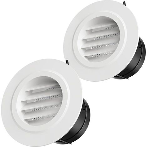Grille De Ventilation - 100 mm - Ronde - Plastique ABS - Avec Moustiquaire Intégrée - Pour Mur Et Plafond - Intérieur Extérieur - Lot De 2