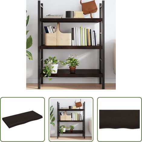 Wandregal Eiche - Wandregal Dunkelbraun 100x50x(2-6)cm Massivholz Eiche Behandelt (1/5)