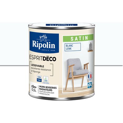 Peinture Murale Toutes Pièces - Satin - 0,5L - Blanc Lenk - Ripolin (1/5)