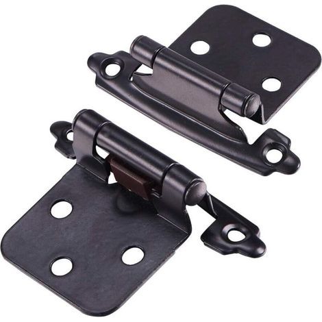 1 Pair of Cabinet Hinges with Screws, Self-Closing, Decorative, Front Mount for Kitchen Wall Cabinet Doors (Black) (1/4)