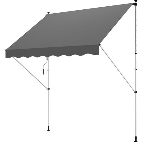 Toldo retráctil 300x150 cm, altura ajustable 170-280 cm, con manivela, protección solar, gris (1/5)