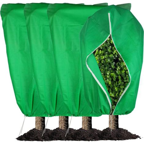 4 Pièces d'hivernage Plantes 80x120 cm Housse Bâche Protection Non Tisséeavec Cordon Serrage et Fermeture Éclair pour Jardin Exterieur Plantes Arbustes Arbres Vegetaux (1/5)