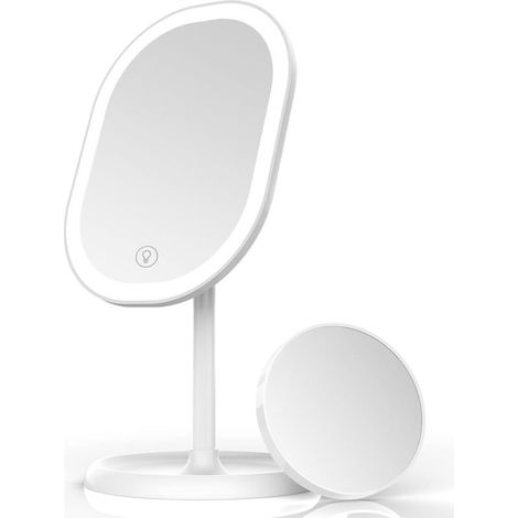 LED-Schminkspiegel, Spiegel, intelligente Lichtsteuerung und USB-Ladefunktion, Tischspiegel