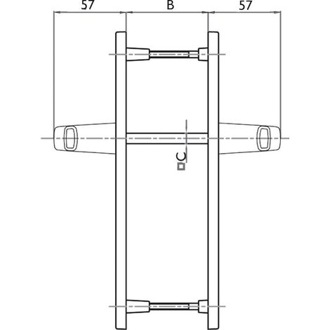 Garniture eva-e sur plaques de 24mm - Carré (mm) : 8 - Entraxe (mm) : 92 - Ep. Porte (mm) : 58-70 - Finition : Brun RAL8019 - - KINTECH