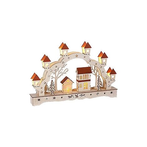 LED Candle Arch with Timer - Wood Winter Village (1/5)