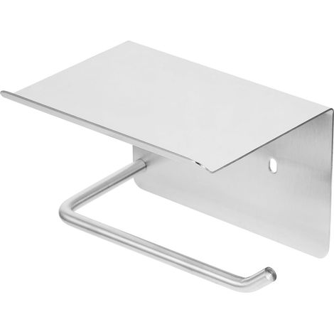 Porte-rouleau WC, avec étagère, argenté, inox, pour toilettes (1/5)