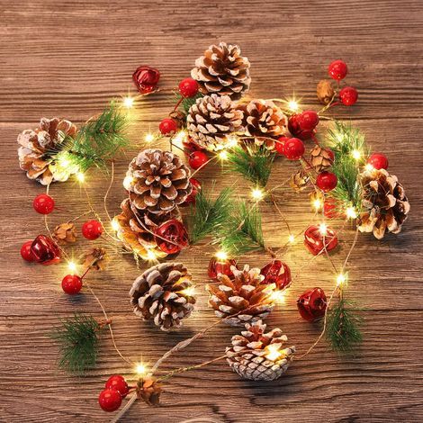 Weihnachtsdekorationen, Weihnachtsgirlanden für drinnen, Weihnachtsgirlanden mit Lichterketten, Weihnachtsbaumgirlanden, Heimdekoration (1/5)