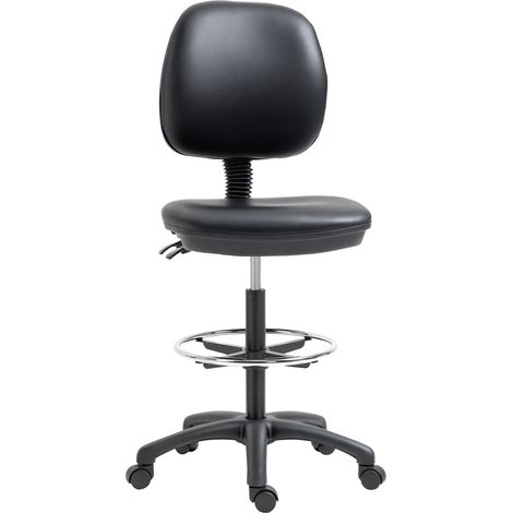 Höhenverstellbarer Rollhocker (69–91 cm) mit verstellbarer Rückenlehne und verstellbarer Fußstütze
