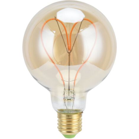 Ampoule LED G95 E27 4W 220V à filament en forme de cœur, idéale pour les chambres et les cafés, avec une lumière dorée chaude