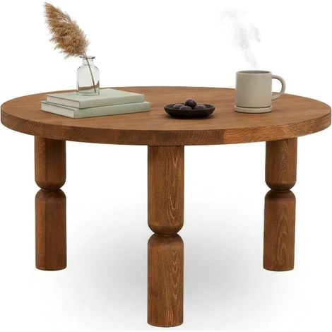 Dmora - Mesa de café Dpogb, Mesa de centro baja, Revistero para sofá, Estante de la sala de estar, 70x70h40 cm, Roble