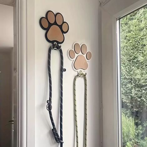 Wandmontierter Hundeleinenhalter (2 Stück) - Pfotenförmiger Wandhaken - Dekorativ - Für Schlüssel, Jacken und Handtücher (1/5)