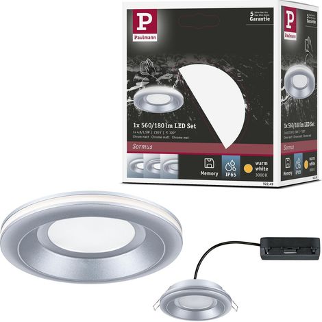 Spot encastré LED IP65 rond 100mm 4,8/1,5W 560lm / 180lm 230V 3000K Chrome mat (1/5)