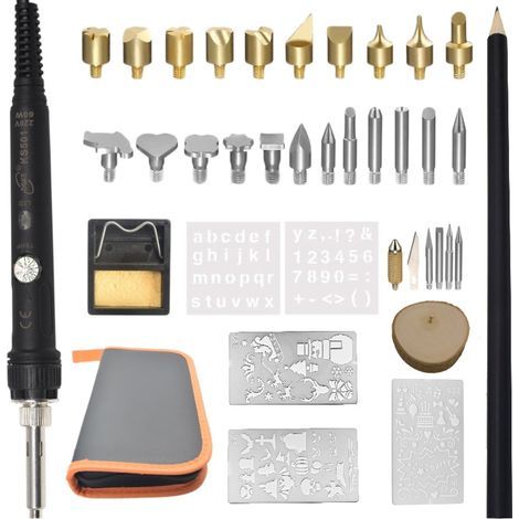 Juego de 36 bolígrafos de soldadura, kit de grabado termográfico, temperatura ajustable de 200 a 480 °C, herramienta para grabado en madera.