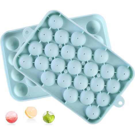 Bac à glaçons rond en silicone souple avec couvercle amovible réutilisable 25 mini moules empilables pour refroidir le whisky, le cocktail, le café (1/5)
