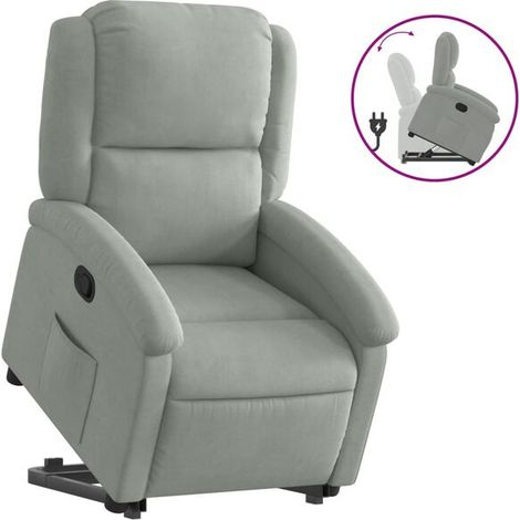 Fauteuil lounge en velours gris clair (1/5)