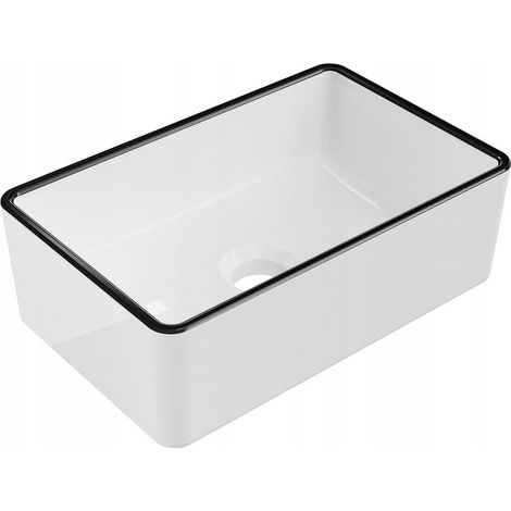 Lavabo cerámico sobre encimera, 36,5x23,5x12 cm, Blanco/Negro