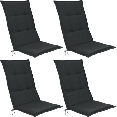 Beautissu 4er Set Hochlehner Auflage Base HL 120x50x6cm Graphitgrau