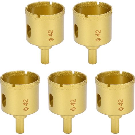 Lot de 5 forets diamantés de 42 mm pour marbre, verre, céramique et pierres (1/5)