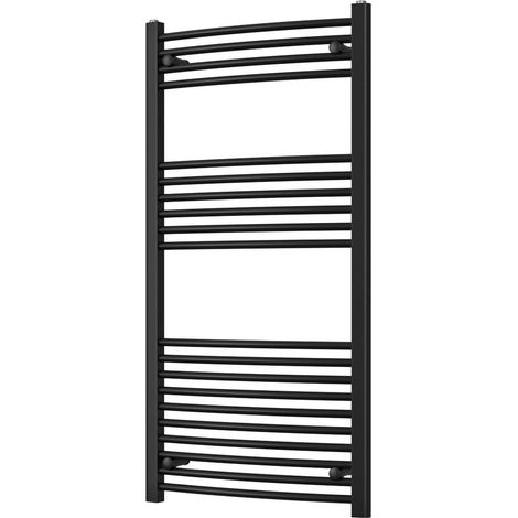 Zennor - Black Heated Towel Rail - H1200mm x W600mm - Curved (1/3)