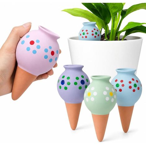 4 Olla Tontöpfe, ökologische automatische Bewässerung, für Zimmer- und Gartenpflanzen, langlebige Töpferware (1/3)