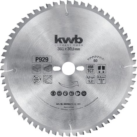 kwb lama per sega circolare 305 x 30 mm, taglio molto fine, adatta per piani di lavoro, legno e pannelli rivestiti (1/4)