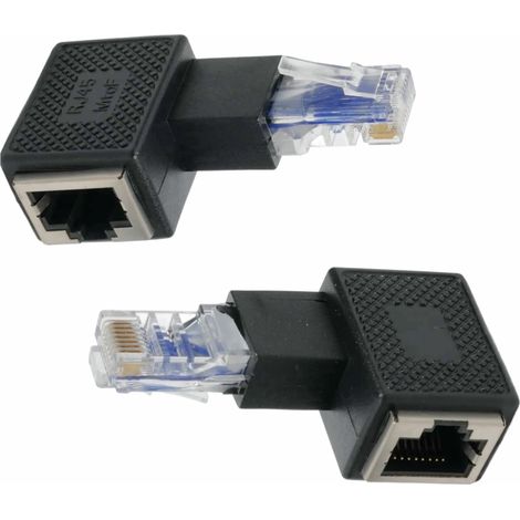 2 Pièces Adaptateur RJ45 Coudé à 90° Gauche et Droit, Connecteur LAN Ethernet Mâle vers Femelle, Blindé, Coupleur RJ45 pour Ordinateur, Routeur, Switch, Console de Jeux, Imprimante (1/5)