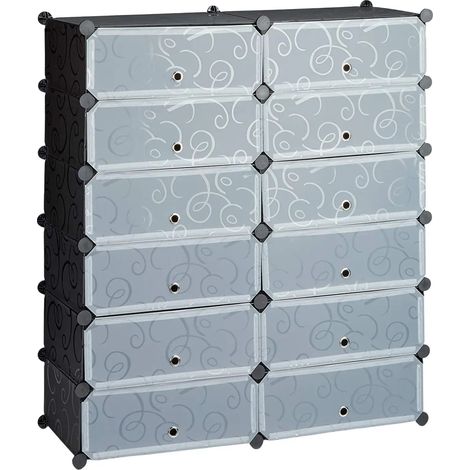 Scarpiera scaffale armadio portaoggetti con 12 armadietti 24 paia nero 1300016343