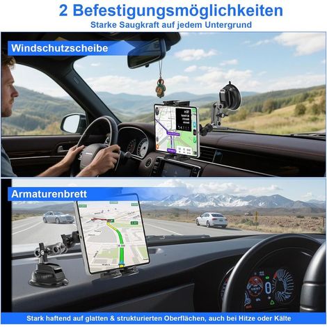 Autohalterung für Tablets, iPads, Armaturenbrett und Windschutzscheibe, 360° drehbar, mit starkem Saugnapf, für iPad/Galaxy-Tablets und Mobiltelefone von 4,7 bis 12,9 Zoll (1/5)