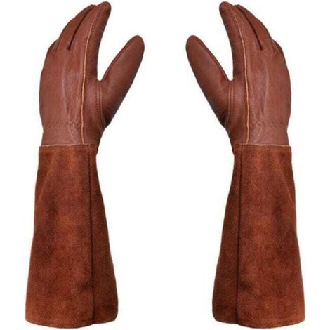 Ulisem Gants de jardinage unisexes - Paire de Gants de Jardinage - Protection Cuir - Gants de Jardinage pour les Épines et Ronces et Gants de Travail--Marron--M (1/4)