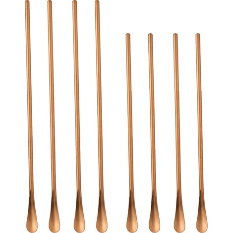 8 cuillères à café en acier inoxydable 304, 13 cm et 16 cm, finitions argentée, or, or rose et noire, pour mélanger café, thé, cocktail et boissons (1/5)