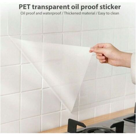 QORVA-Film autocollant transparent 45 x 500 cm film pour meubles de cuisine film mural imperméable film de protection pour sol résistant à la chaleur film de protection contre les éclaboussures
