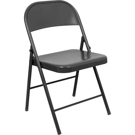 Chaise pliante en métal – Noir mat – Légère et robuste – Idéale pour intérieur et extérieur – 44,5 x 45,5 x 78 cm (1/4)