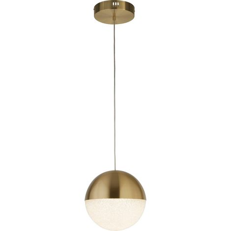 Searchlight Marbles Lampadario a LED in Ottone Satinato, Paralume Ghiaccio Tritato (1/5)