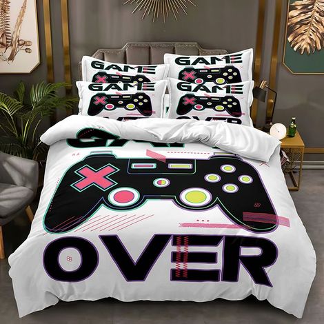 GDHZS- 3D Manette de Jeu Jeu vidéo Homme Jeunesse Noir Sets de Housses de Couettes Parure de Lit Housse de Couette et Taies d'oreiller pour Lit 1/2 Personne (Multicolore 140 x 200cm) (1/4)