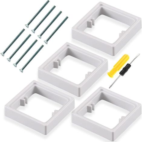 interrupteur simple avec entretoise de 20 mm de profondeur, cadre carré pour interrupteur simple, pour augmenter la hauteur du boîtier encastré, lot de 4, blanc (1/5)