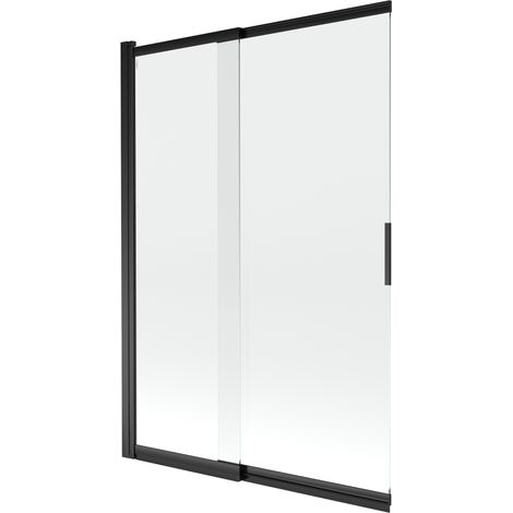 Paroi de douche coulissante 2 volets Mexen Fox 120 x 150 cm, transparent, noir - 891-120-002-70-00 (1/5)