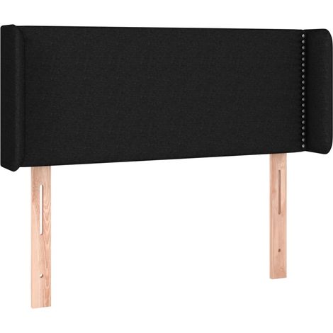 Testiera letto accessorio arredo camera da letto con bordo laterale 93 x 16 x 78/88 cm tessuto nero TDL0204404