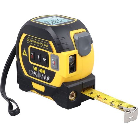 Mètre Laser Numérique 3 in 1 avec ligne laser croisée, Télémètre Laser Numérique 40M, 5M Mètre à Ruban avec Rétroéclairage LCD pour Distance, zone, Le volume(batterie non incluse) (1/4)