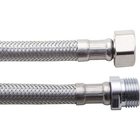 CREA 3/8" AG x 3/8" IG Tube de Rallonge Tuyau Flexible Tuyau Blindé Flexible Tuyau de Raccordement Tuyau de Raccordement en Acier Inoxydable 40cm (1/5)