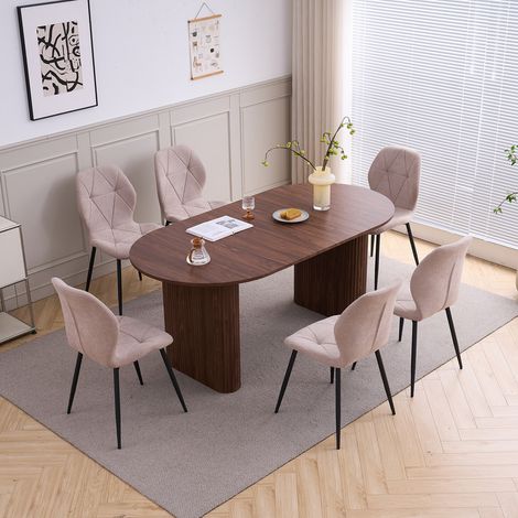 Wokaka Tavolo da pranzo ovale – 180 cm – tavolo moderno – per 6‑8 persone – MDF – colore noce (1/5)