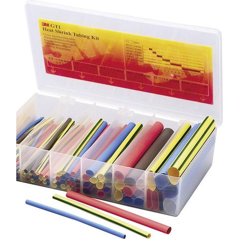 3M GTI-BOX1.6-19MC Schrumpfschlauchsortiment Rot, Blau, Braun, Transparent, Grün, Gelb   Schrumpfrat
