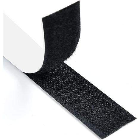 Rubans Adhésifs,5M Scratch Autocollant Double Face, 16 mm de Large Bande Agrippantes Adhésives Puissant Hook Loop Rubans pour Ménage, Bricolage Et l'artisanat,Noir (1/5)
