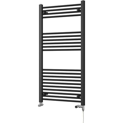Zennor - Black Dual Fuel Towel Rail H1200mm x W600mm Standard - Straight (1/3)