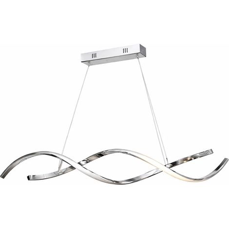 Lampadario LED a Sospensione Cromato, Altezza Regolabile, 28W