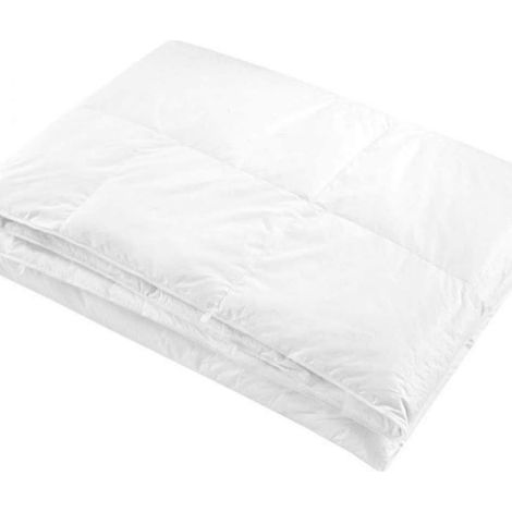 Couette en Plumes d'oie, garnissage 30% Duvet et 70% Plumes, 235 g/m², taie d'oreiller 100% Pur Coton Double 205 x 250 x 2 cm Bianco (1/3)