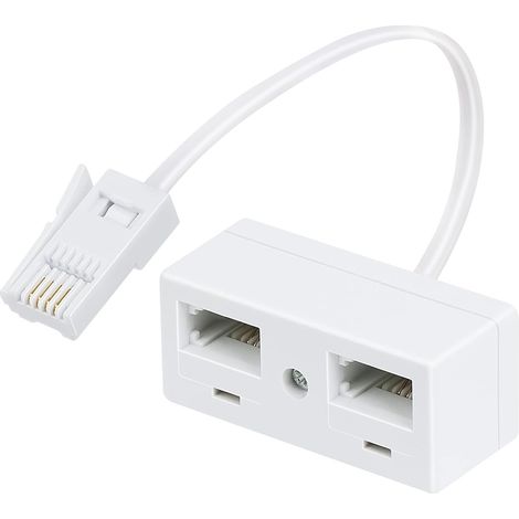 Adaptateur Téléphone BT - 1 Pièce - ABS et Cuivre - Séparateur 2 Voies RJ11 - Maison et Bureau - Noir Compact (1/5)