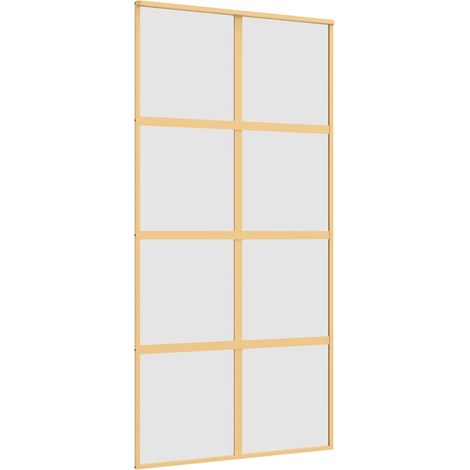 Sliding Door Gold 102.5x205 cm Frosted ESG Glass and Aluminium vidaXL