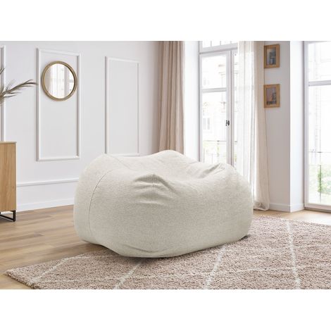 BOBOCHIC - Pouf ultra moelleux VOLTAIRE tissu chiné Blanc (1/5)