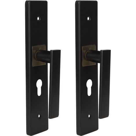 Kit de serrure silencieux pour chambre et WC intérieur en alliage d'aluminium avec poignée noir et or (1/5)