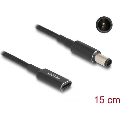 Delock Cable adaptador para cable de carga de ordenador portÃ¡til USB Type-Câ¢ hembra a HP 7,4 x 5,0 mm macho 15 cm